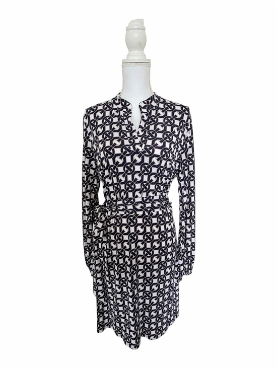 Laundry By Shelli Segal Dresses & Skirts - Laundry by Design Navy White Chain Link Print Belted Jersey Midi Dress Size M